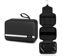 Maliton Hanging Toiletry Bag, Waterproof Wash Bag with 4 Compartments | Keeps Wet & Dry Items Separate, 4 Compartments Keep Toiletries Organised for Travel, Gym & Business Trips (Black)