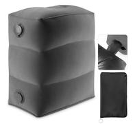 Maliton Inflatable Foot Rest with Quick-Inflate Pump Bag, Airplane Footrest for Family Travel, 3-Level Adjustable Travel Pillow in Flight, Car & Office, Portable Travel Essential (Dark Grey, 1Pack)