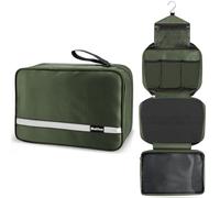 Maliton Large Hanging Toiletry Bag, Waterproof, Green, 4 Compartments, Foldable Travel Toiletry Bag for Business Trip, Vacation, Gym Shower & Outdoor Activities