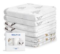 Maliton Muslin Cloths for Baby, 6 Pack 70x70CM Large Cotton Burp Cloths, Soft & Breathable Baby Muslins Pack, Muslin Squares Baby Essentials for Newborn - Snowman, Reindeer & Pine Tree Prints