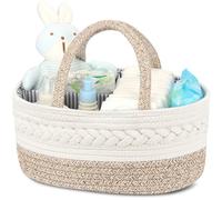 Maliton Nappy Caddy, Cotton Rope Newborn Essentials，Sturdy Portable Baby Caddy Storage Basket with Detachable Compartments，Nappy Organiser Baby Essentials for Newborn, Brown