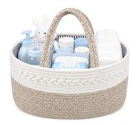 Maliton Nappy Caddy Organiser, 100% Cotton Rope with Removable Dividers | 100% Cotton Rope Baby Caddy, Soft Yet Structured, Nursery, Car & Camping Use, Keeps Baby Essentials Within Easy Reach