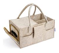 Maliton Nappy Caddy with Lid, 8 Pockets & Removable Dividers (Khaki) | Baby Caddy with 8 Easy-Access Pockets, For Nursery, Car & Camping, Keeps Baby Essentials Neatly Covered