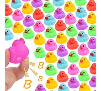 Maliweg 54-Pack Mini Ducks, Mini Colorful Rubber Duckies Bath Toy for Child, Small Ducks Bulk Float & Squeak Tiny Ducky Pool Toy, Blue,PUK-054