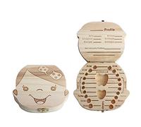 Mallalah Baby Teeth Box Save Organizer, Wooden Tooth Keepsake Box, Teeth Save Box for Boys and Girls