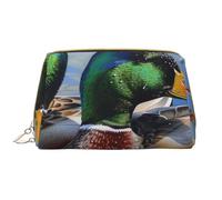Mallard Duck 1 Printed Makeup Bag for Women Portable Leather Make up Bag Travel Zipper Cosmetic Bags Organizer