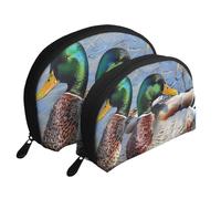 Mallard Duck 1 Printed Makeup Bags 2-Piece Portable Shell Travel Toiletry Bag Cosmetic Organizer Bag for Women