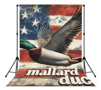 Mallard-Duck-America-Flag 5x7ft Photography Backdrop, Photo Background With Rod Pocket, Foldable Studio Backdrop For Birthday, Wedding, Party Decoration