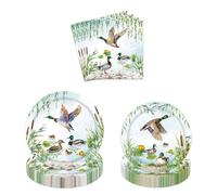 Mallard Duck Birthday Party Tableware - 96 Pcs Duck Theme Dinner Plates Dessert Plates Napkins Tableware Supplies for Boys Girls Kids Happy Birthday Party Baby Shower Serves 24 Guest