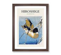 Mallard Duck By Utagawa Hiroshige Exhibition Museum Asian Japanese Framed Wall Art Print, Ready to Hang Picture for Living Room Bedroom Home Office Décor, Walnut A4 (34 x 25 cm)