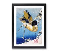 Mallard Duck By Utagawa Hiroshige Framed Wall Art Print A3 Black | Ready to Hang, Premium Gi Paper, Fade-Resistant Inks, Securely Packaged, UK Made