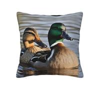 Mallard Duck Double-Sided Fluffy Pillow Cover with Hidden Zip - Soft Reversible Decorative Cushion Cover for Sofa Bed Car