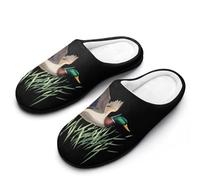 Mallard Duck Flying Women's Cotton House Slippers | Memory Foam Slippers Closed Toe Slip On Home Shoes for Indoor Outdoor
