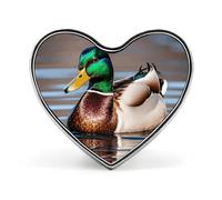 Mallard Duck Lapel Pin Heart Metal Brooch Pin with Secure Pinback Fashion Button Badge for Clothing, Hats, Bags Decoration
