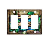 Mallard Duck Light Switch Cover Plate/Outlet Covers, Vibrant Green and Blue Nature Decor for Home Accents, Thermoplastic Wall Plates, Standard Size 3 Gang Wall Plate