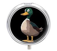 Mallard Duck Pill Organizer Round Pill Box Travel Pill Case Medicine Organizer for Pocket Purse