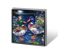 Mallard Duck Print Bird Button Pins Square Badge Personalized Button Brooch Lapel Pins for Women Men Gifts