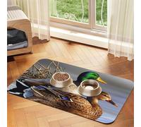 mallard duck print Cats Pet Bowl Placemat Pet Feeding Mats for Dogs, Non-Slip PU Leather Tablecloth for Pets