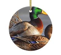 Mallard Duck Print Christmas Ornaments Couple Gifts For Him Her Christmas Tree Decoration Ceramic Hanging Ornament Anniversary