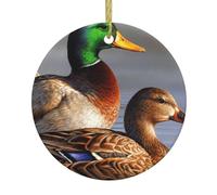 Mallard Duck Print Christmas Ornaments Couple Gifts For Him Her Christmas Tree Decoration Ceramic Hanging Ornament Anniversary