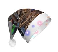 Mallard Duck Print Santa Hat With Led Lights, Funny Christmas Hats For Adults For New Year Holiday Party Supplies