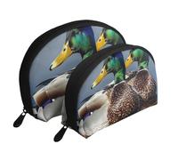 Mallard Duck Printed Makeup Bags 2-Piece Portable Shell Travel Toiletry Bag Cosmetic Organizer Bag for Women