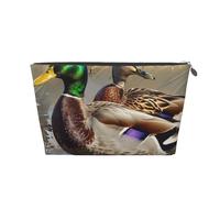 Mallard Duck Printed Travel Cosmetic Bags with Silver Zipper Makeup Organizer Cosmetic Case Toiletry Bag for Women Mom Girls