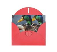 mallard duck Prints Pearl Paper Horizontal Festival Greeting Card for Birthday Cards and All Occasions, Red