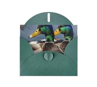 mallard duck Prints Pearl Paper Horizontal Festival Greeting Card for Birthday Cards and All Occasions, Dark Green