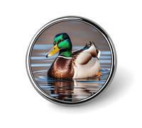 Mallard Duck Round Lapel Pin Women's Novelty Buttons & Pins Metal Badge Cute Brooch Retro Pinback Badge Fashion Bag Pins for Hat Backpacks Tie Suit Wedding Party Accessory, silver, Circular