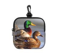 Mallard Duck Square Zipper Pouch with All-Over Print,Waterproof Rubber-Fabric, Lightweight Durable Small Organizer Bag for Coins, Cards, Keys