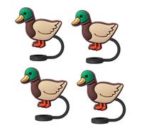 Mallard Duck Straw Toppers For Stanley Cups; Duck Straw Covers Cap Toppers Compatible With Stanley 30&40 Oz Tumbler, Reusable & Silicone Tumbler Straws Topper For 0.4 Inch/10 Mm Tips 4 Pcs