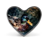 Mallard Duck Swimming Heart Metal Brooches 1 Inch Decorative Badges Exquisite Decorations Pins for Clothing