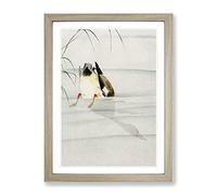 Mallard Duck Under Water By Ohara Koson Asian Japanese Framed Wall Art Print, Ready to Hang Picture for Living Room Bedroom Home Office Décor, Oak A2 (64 x 46 cm)