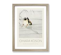 Mallard Duck Under Water By Ohara Koson Exhibition Museum Asian Japanese Framed Wall Art Print, Ready to Hang Picture for Living Room Bedroom Home Office Décor, Oak A2 (64 x 46 cm)