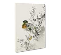 Mallard Duck & Willow By Numata Kashu Canvas Print | Gallery Wrapped 30mm Frame Wall Art | 24x16 inches | Ready to Hang | Asian Bird Picture | Living Room Bedroom Lounge Office