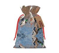 Mallard Ducks Christmas Drawstring Sack Gift Bag, Lightweight And Cute In Design