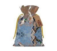 Mallard Ducks Christmas Drawstring Sack Gift Bag, Lightweight And Cute In Design
