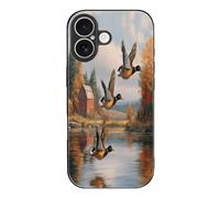 Mallard Ducks Flying Over The Water Glass Phone Case Protective Cover Compatible with iPhone 17/17 Air/17 Pro/17 Pro Max