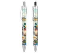 Mallard Ducks Funny Retractable Ballpoint Pen Black Ink Smooth Writing Pens Personalized Office Supplies 2 PCS AS PIC 2