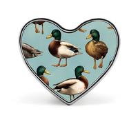 Mallard Ducks Heart Shaped Enamel Brooch Pin Button Badges Decoration Hat Clothing Bag Accessories Gift Crafts