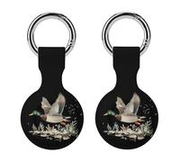 Mallard Ducks Hunting Trendy GPS Cases Holder with Key Chain Ring Portable Protective Covers Compatible with Airtag