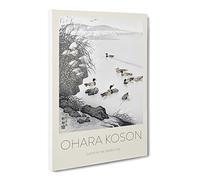 Mallard Ducks In The Water By Ohara Koson Exhibition Museum Asian Japanese Canvas Wall Art Print Ready to Hang, Framed Picture for Living Room Bedroom Home Office Décor, 20x14 Inch (50x35 cm)
