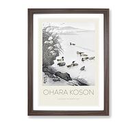Mallard Ducks In The Water By Ohara Koson Exhibition Museum Asian Japanese Framed Print | A3 Walnut Framed Wall Art | Ready to Hang | Asian Animal Picture | Living Room Bedroom Lounge Office