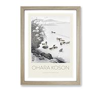 Mallard Ducks In The Water By Ohara Koson Exhibition Museum Asian Japanese Framed Wall Art Print, Ready to Hang Picture for Living Room Bedroom Home Office Décor, Oak A2 (64 x 46 cm)