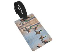 Mallard Ducks Print 5pcs Luggage Tags for Suitcases,Cute Suitcase Tag Identifiers for Baggage Tag for Cruise Airport Travel PVC