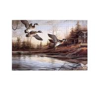 Mallard Ducks Printed Adult Fun Puzzle wooden puzzle in a plastic box with letters printed on the back home decor party toy