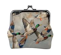 Mallard Ducks Printed Coin Purse Pouch-Mini Coin Wallet,Change Purse,Leather Coin Pouch Holder For Woman Girls, Black, One Size, Modern,european Style, Retro