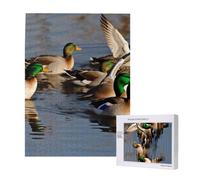 Mallard Ducks Printed Jigsaw Puzzle with Storage Box, Wooden Puzzle for Adults and Kids, 500 Pieces Family Fun Decorative Game