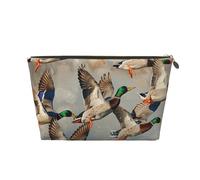 Mallard Ducks Printed Travel Cosmetic Bags with Gold Zipper Makeup Organizer Cosmetic Case Toiletry Bag for Women Mom Girls